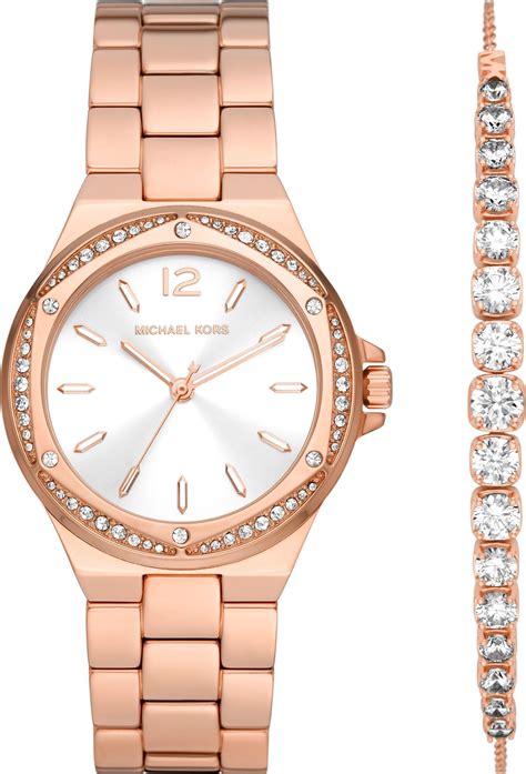 michael kors lennox couples pavé crystal bracelet watch gift set